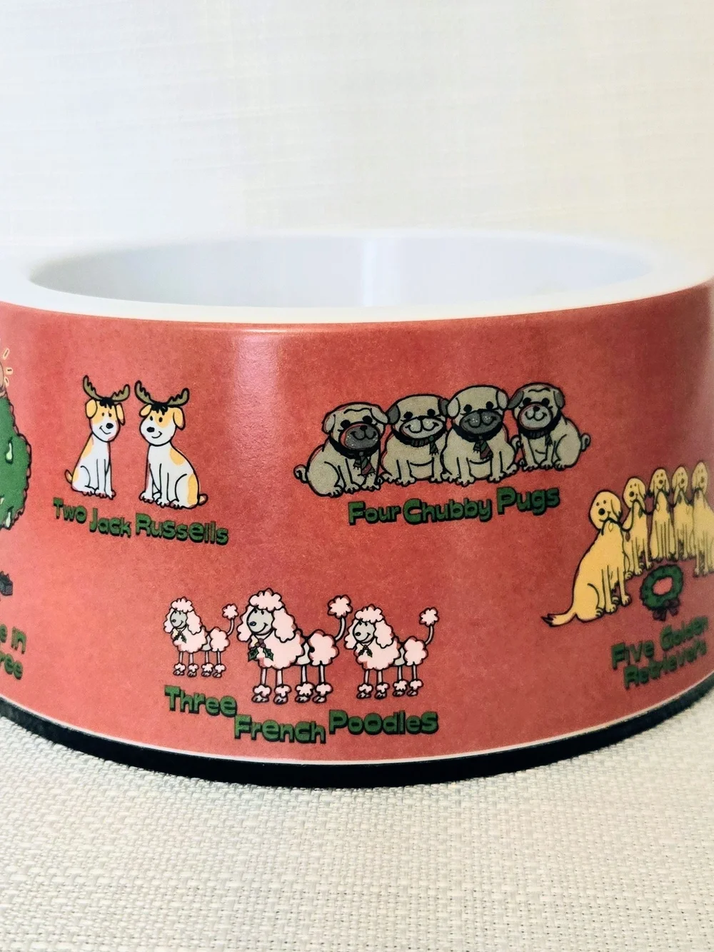 12 Days Of Christmas Dog Dish LG Holiday Bowl Pet Lover Non Skid Old Navy